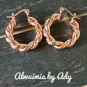 Rose Gold Twisted Hoop Earrings